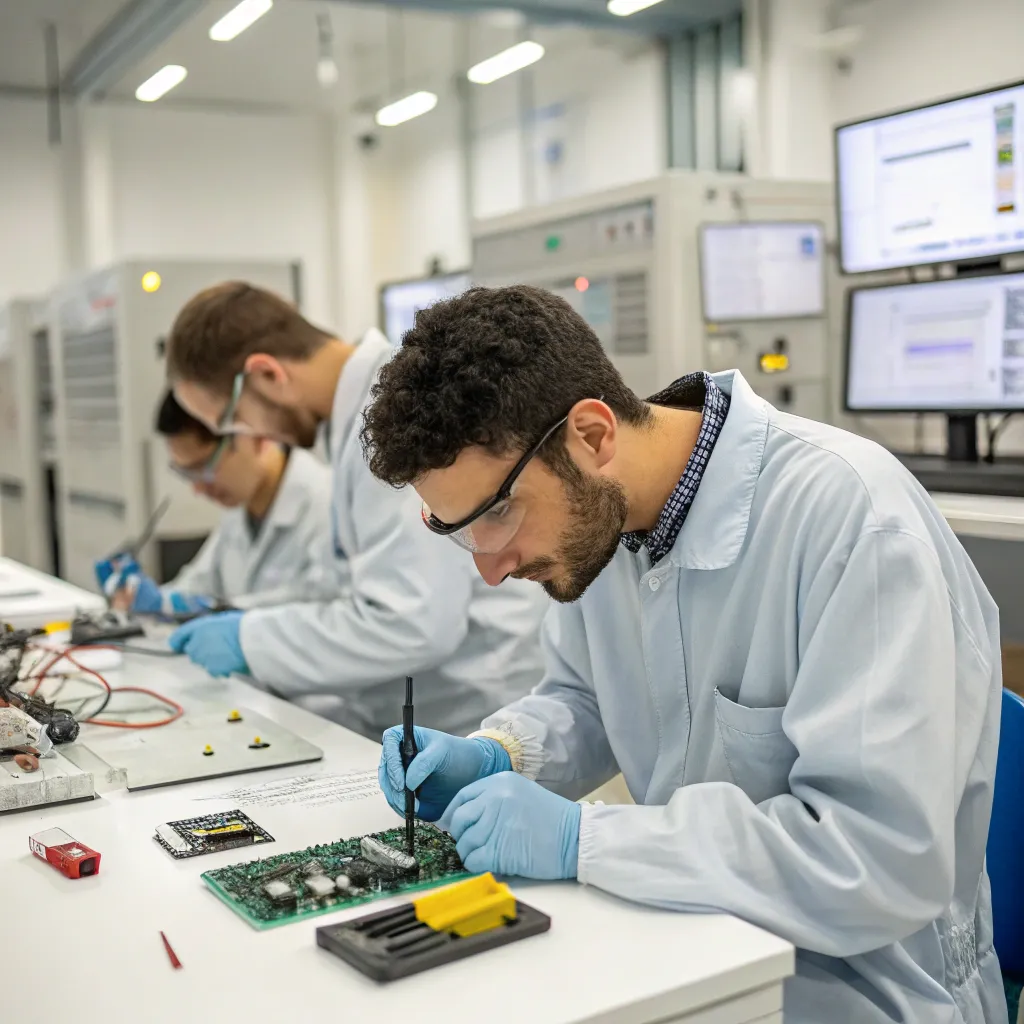 Team working on electronics at XYNARITH