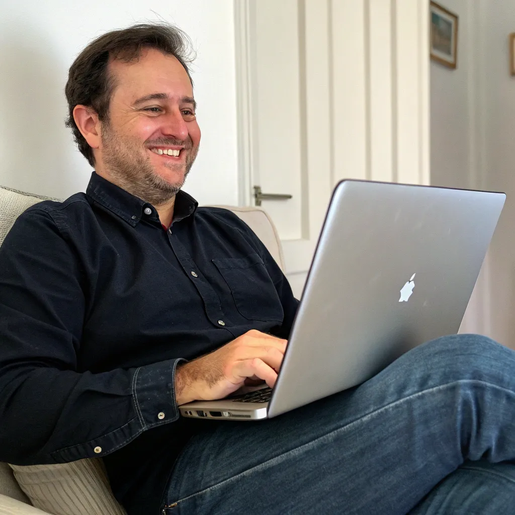 James R. with a new laptop